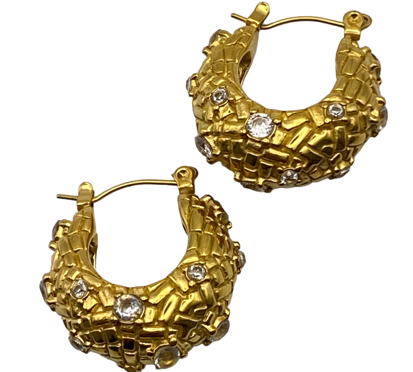 "DANU" gold plated vintage hoop earrings with zirconia