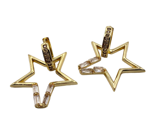 "VIVARA" hoop earrings with a star pendant and glass crystal