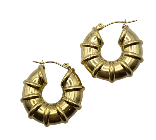 "EXCELSIOR" gold plated hoop earrings