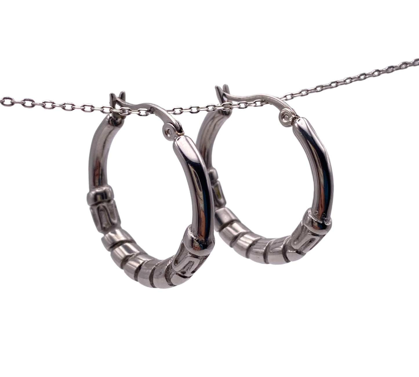 "WILDFIRE" silver colored hoops