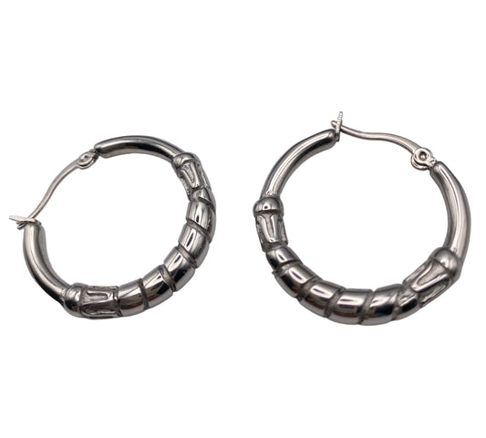"WILDFIRE" silver colored hoops