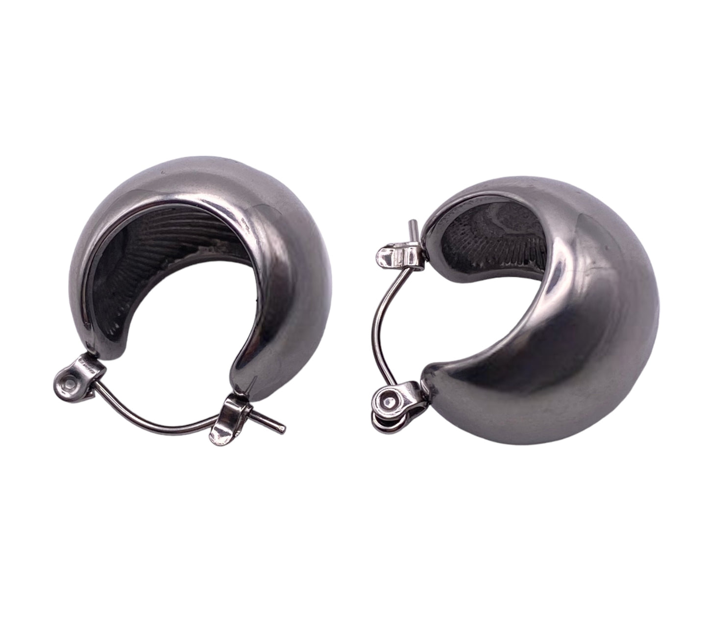 "FIREFLY" silver colored mini chunky hoop earrings