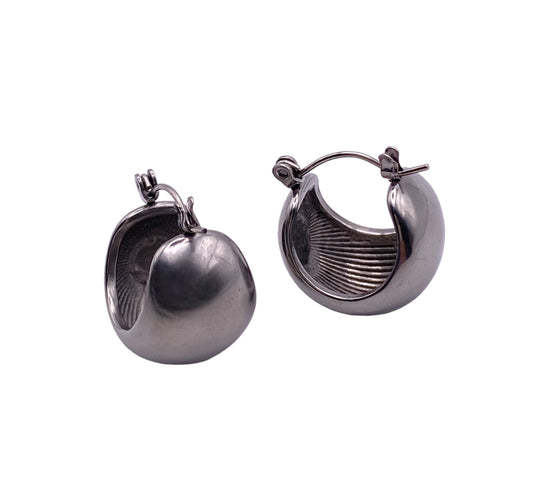 "FIREFLY" silver colored mini chunky hoop earrings