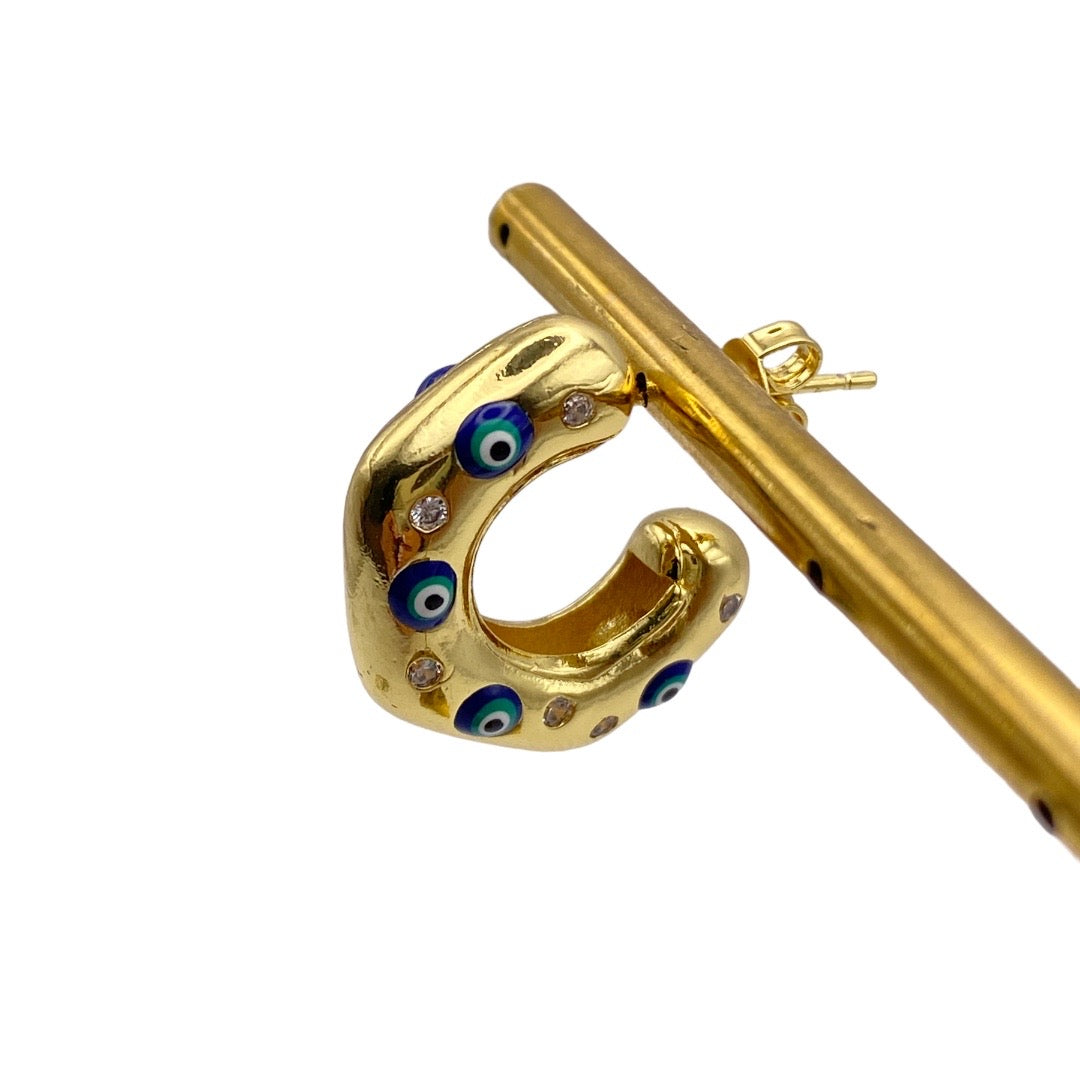 "NAZAR" gold plated hoop earrings