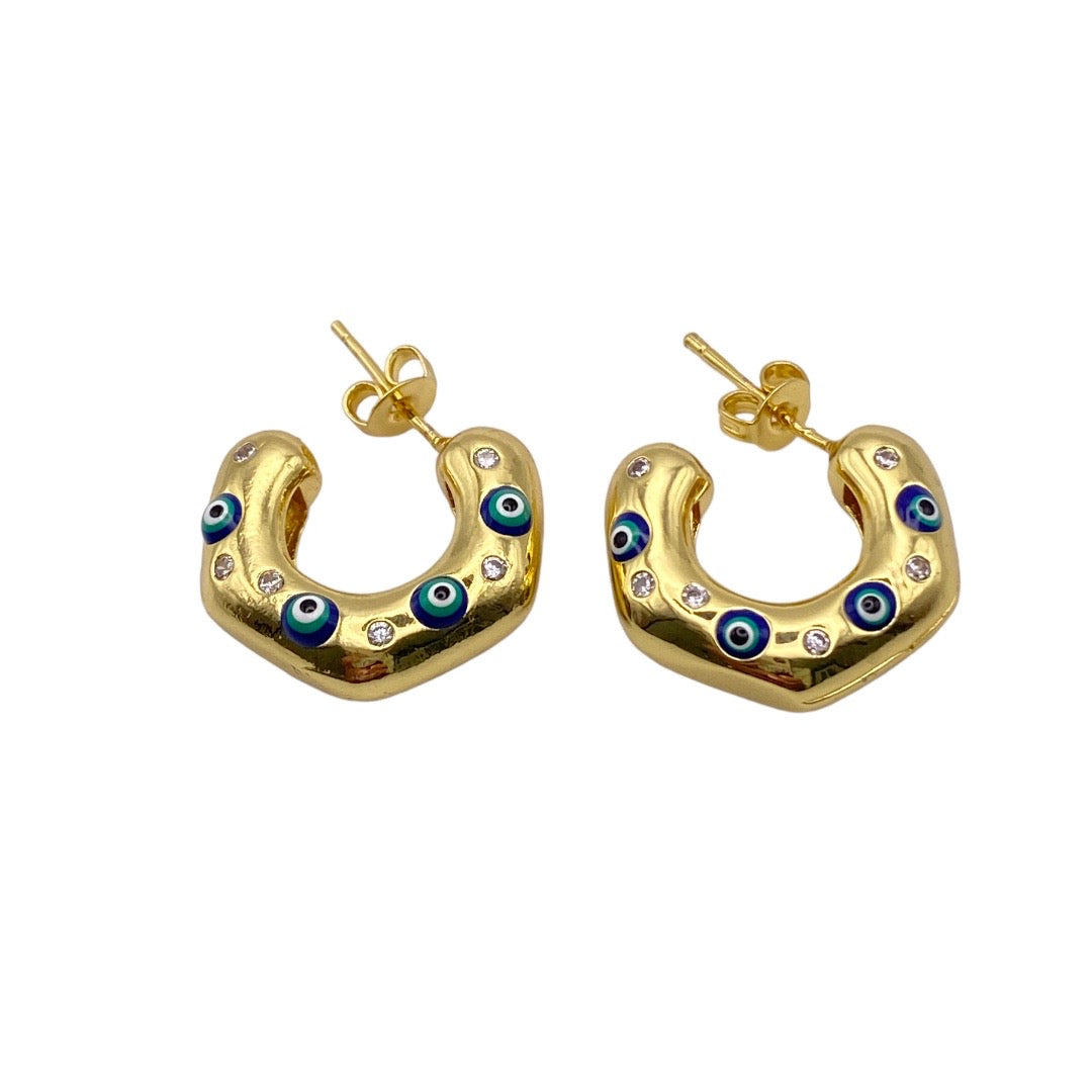 "NAZAR" gold plated hoop earrings