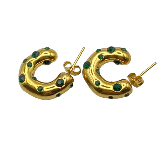 "CHARMORA" gold plated semi-hoop earrings with zirconia