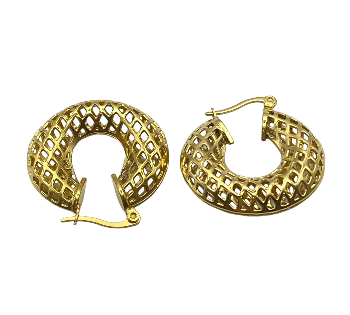 "GRID" gold plated vintage hoop earrings