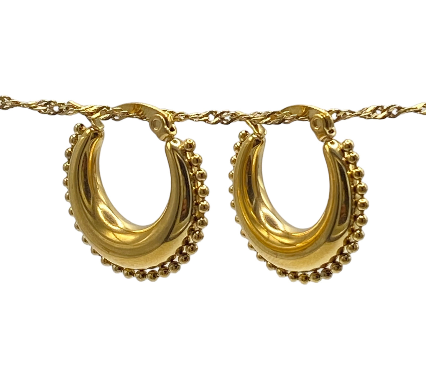 "LUCK" gold plated vintage inspired hoop earrings