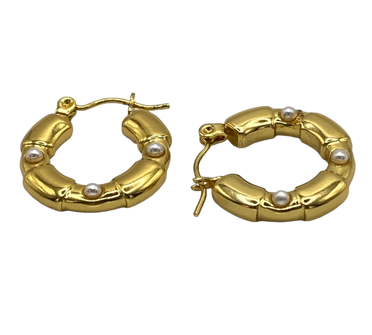 "SYMIRNA" gold plated hoop earrings with pearls