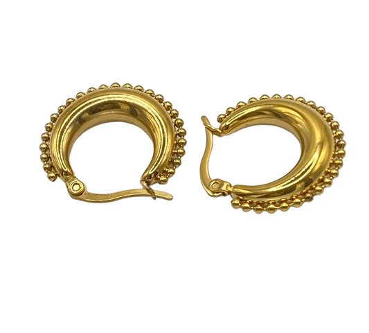 "LUCK" gold plated vintage inspired hoop earrings