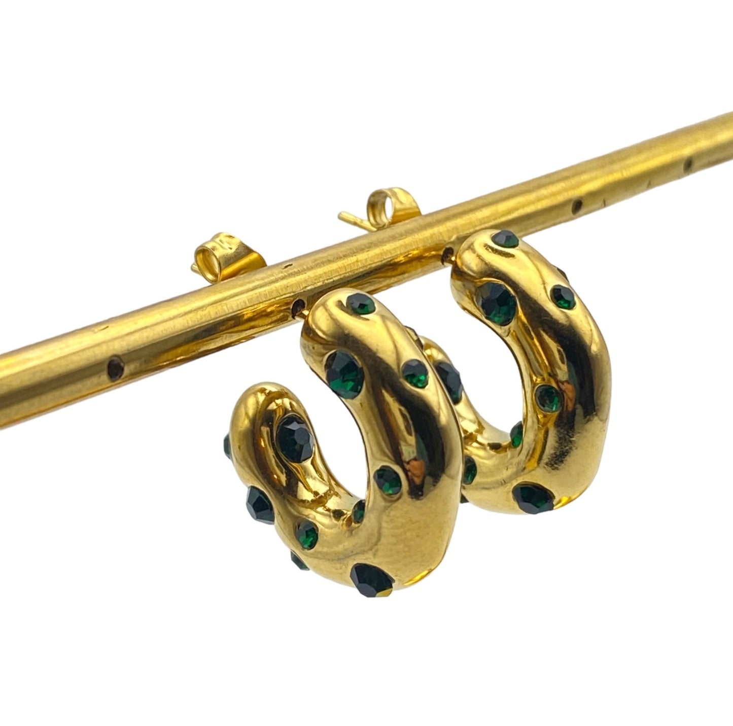 "CHARMORA" gold plated semi-hoop earrings with zirconia