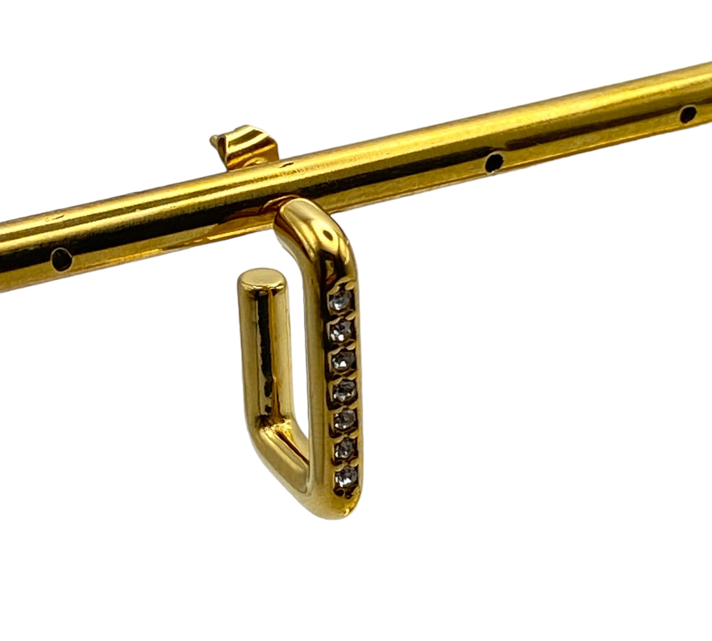 "MIRAGE" gold plated rectengular half hoop earrings with zirconia