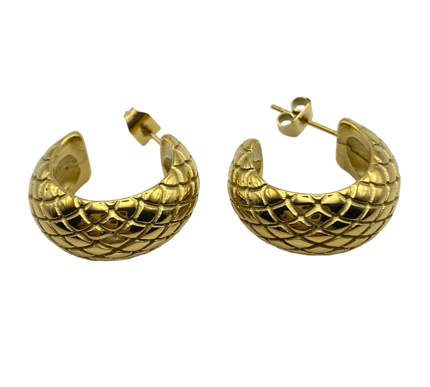 "MUGUET" gold plated open hoop earrings