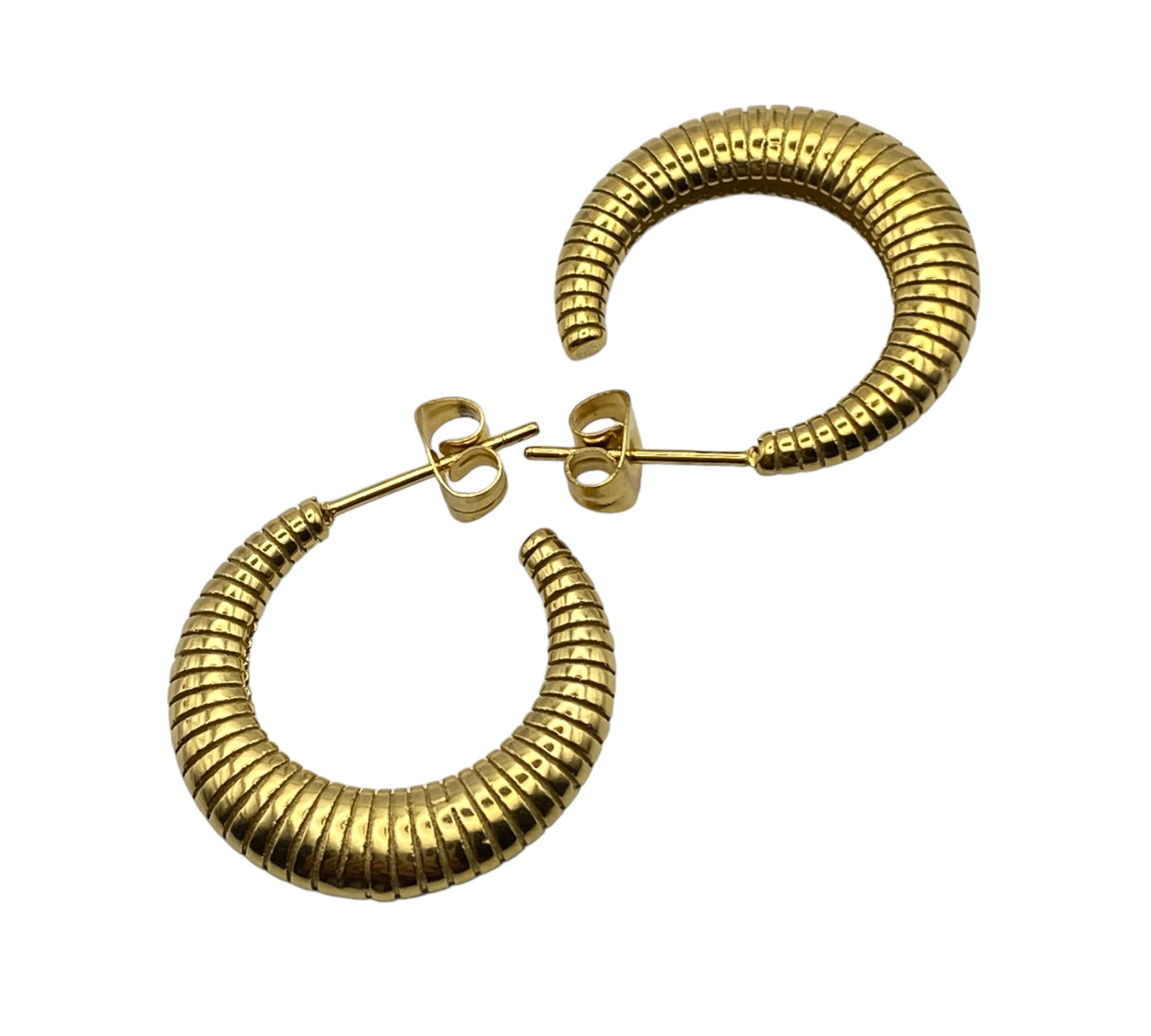 "MOULES" gold plated open hoop earrings