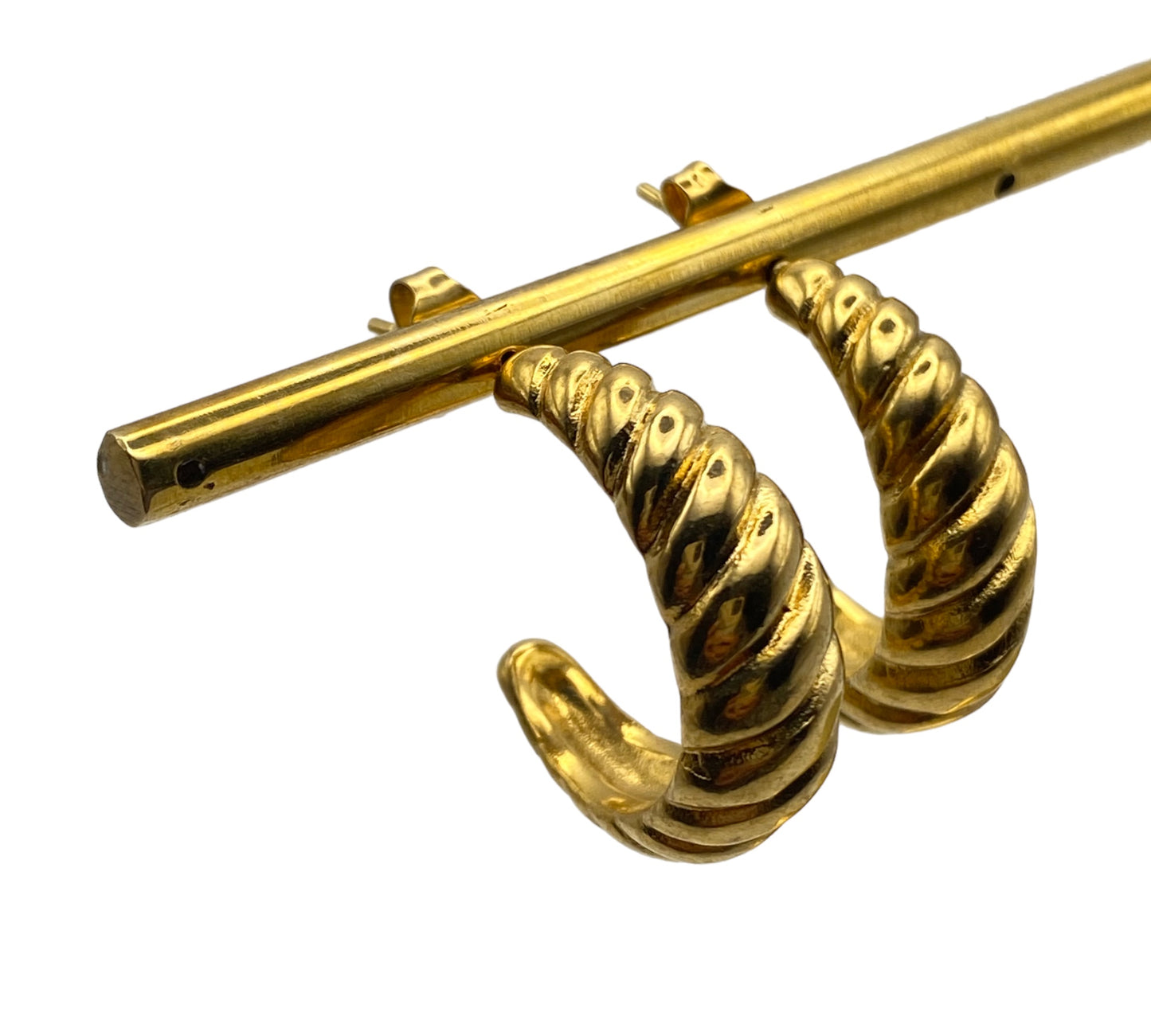 "HELIX" gold plated open hoop earrings