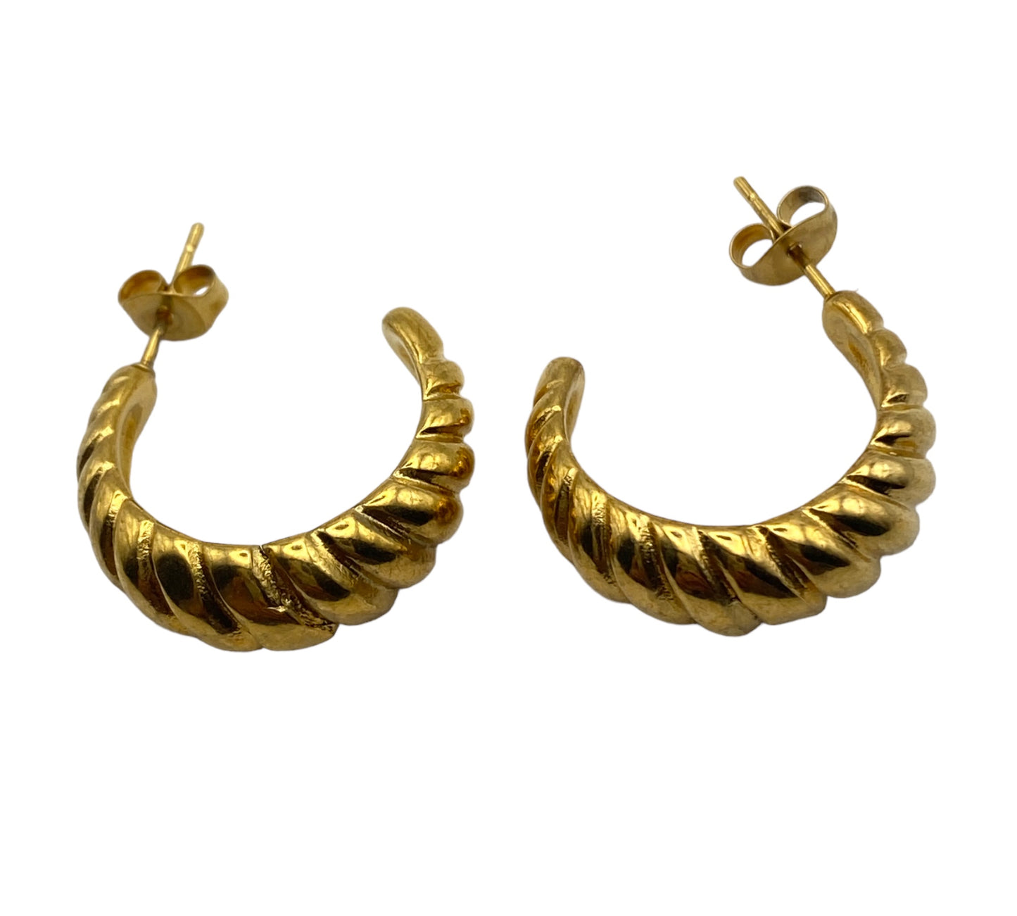 "HELIX" gold plated open hoop earrings