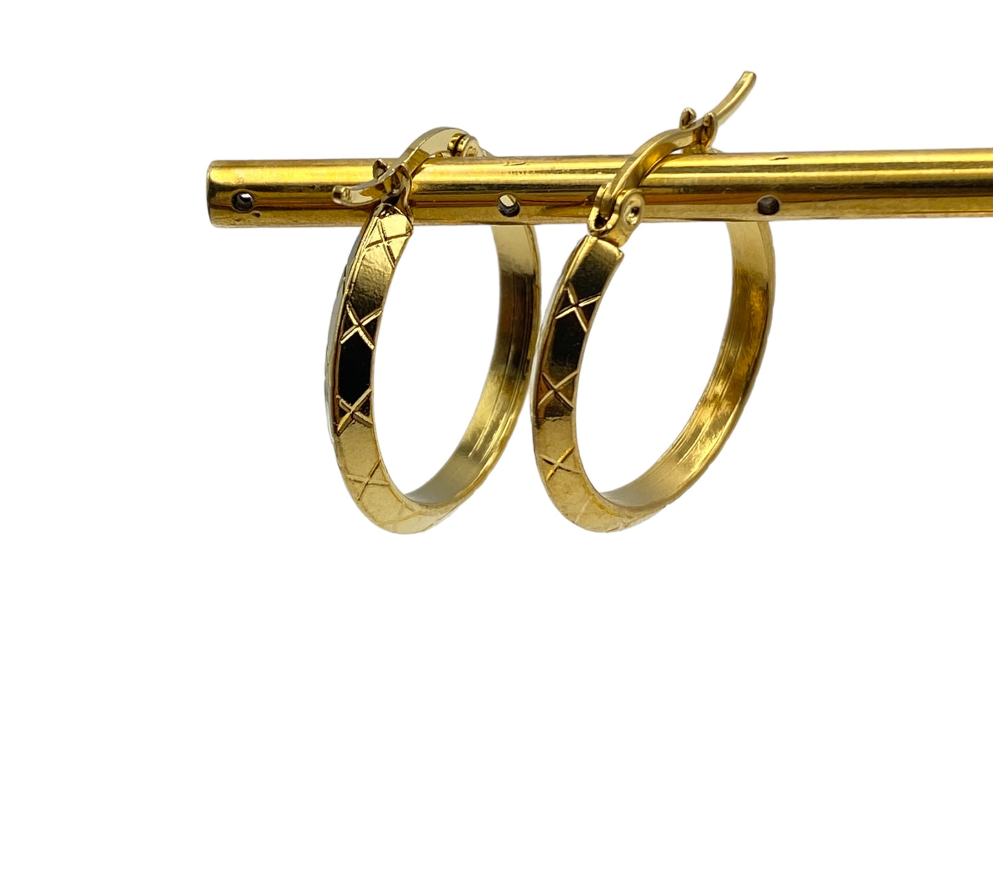 "FOIS" gold plated hoop earrings