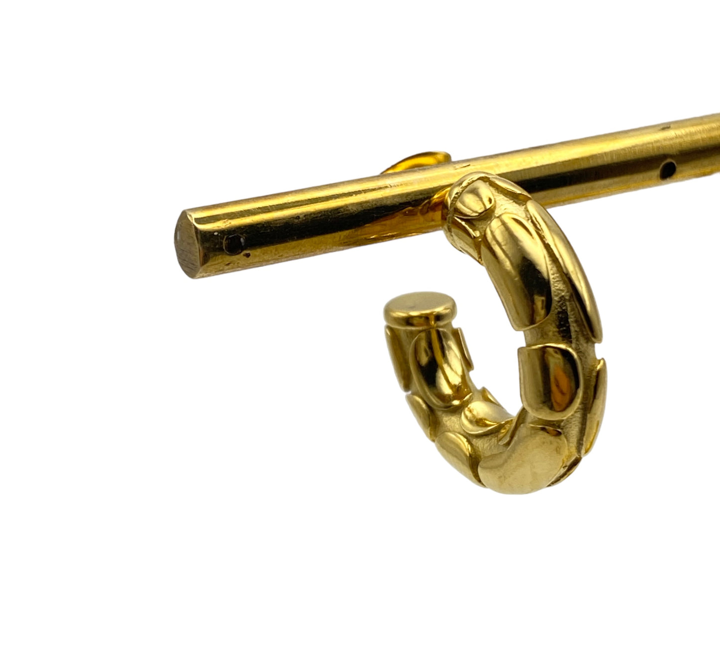 "PATCH" gold plated open hoop earrings