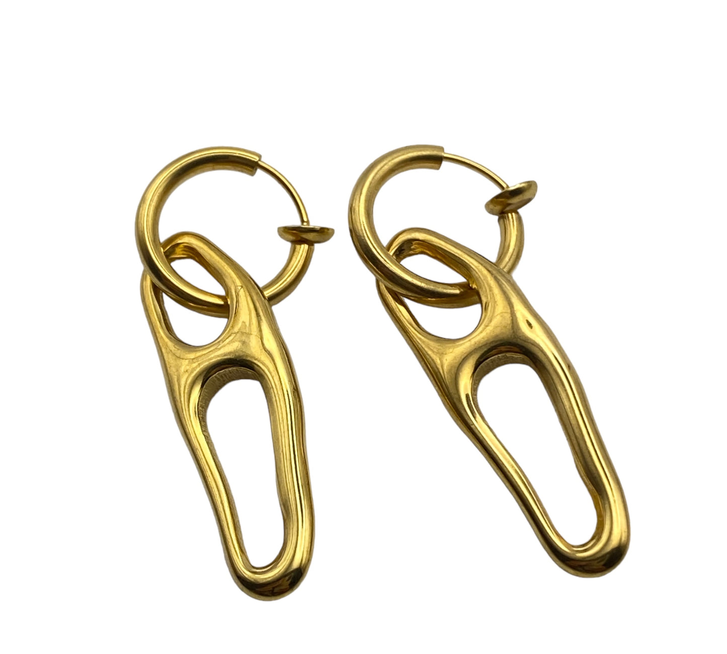 "BOHO" gold plated hoop earrings with dangling contemporary charm