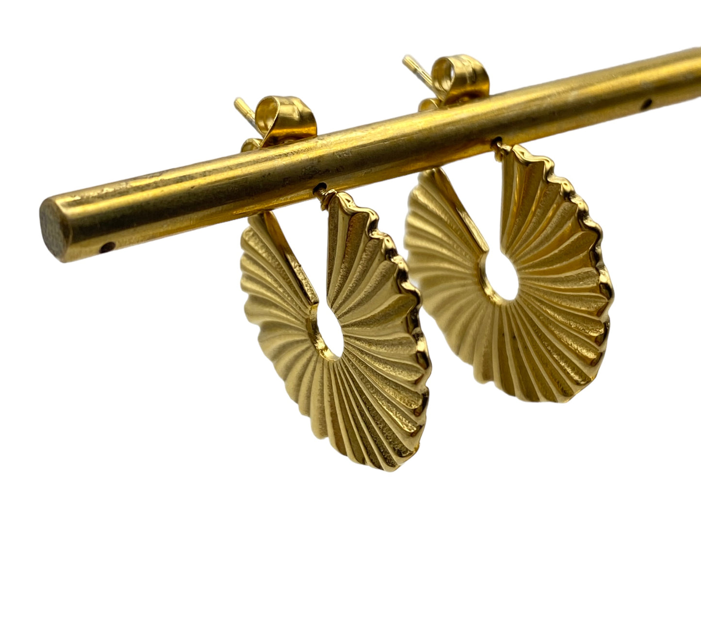 "PUNKAH" gold plated open hoop earrings