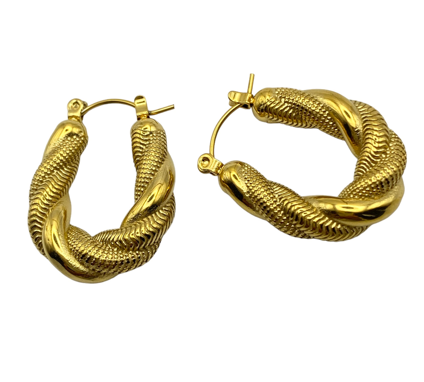 "HARMONY" gold plated twist hoop earrings