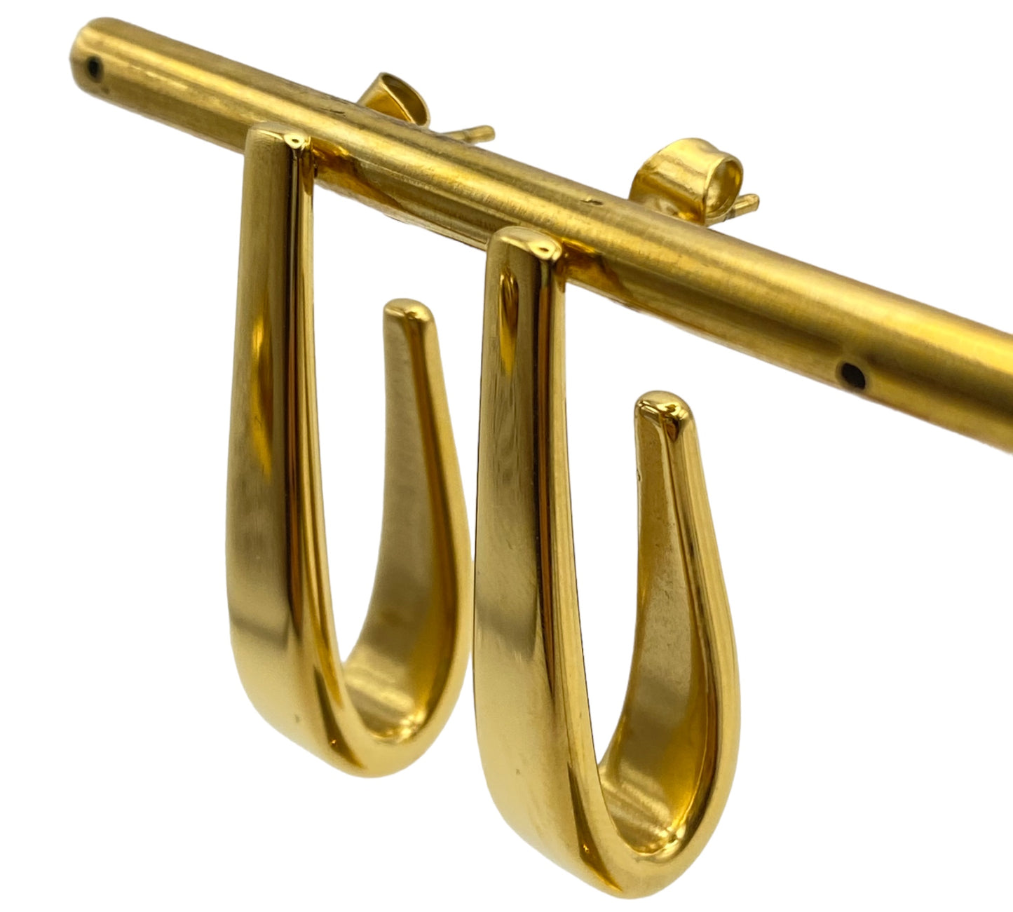 "BONFIRE" gold plated open hoop earrings
