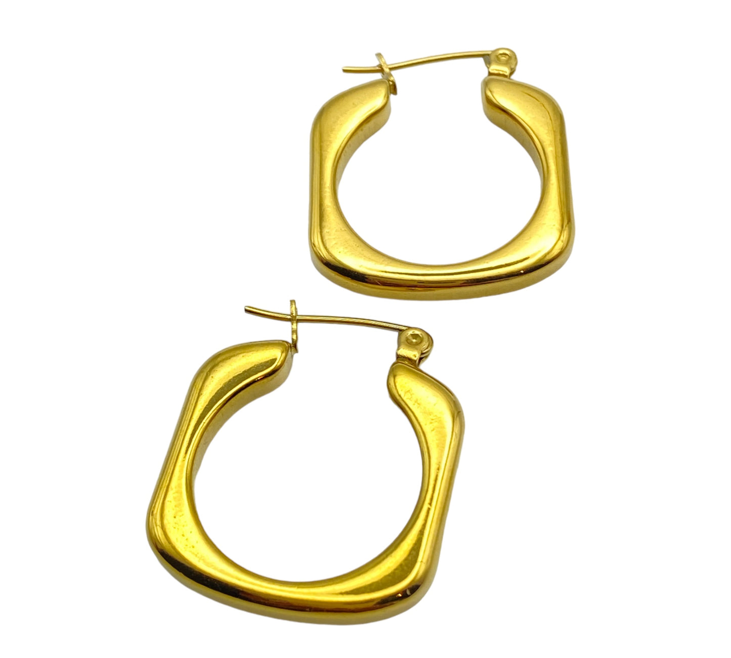 "SCENT" gold plated squared hoop earrings