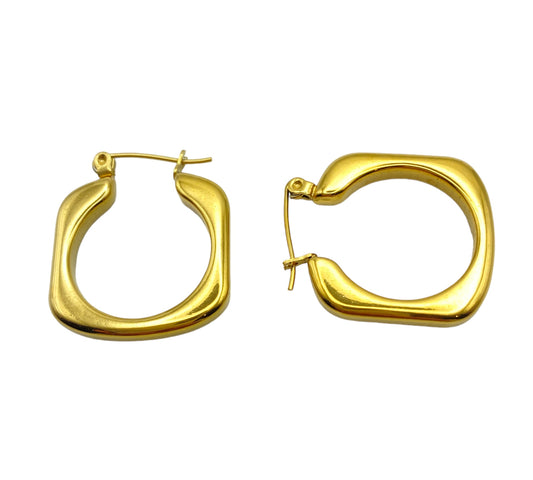 "SCENT" gold plated squared hoop earrings