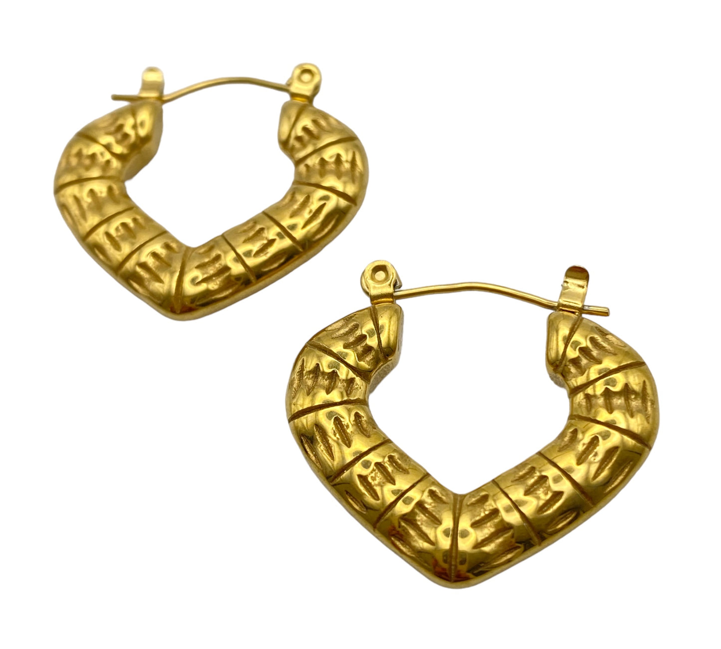 "SAHARA" gold plated heart inspired hoop earrings