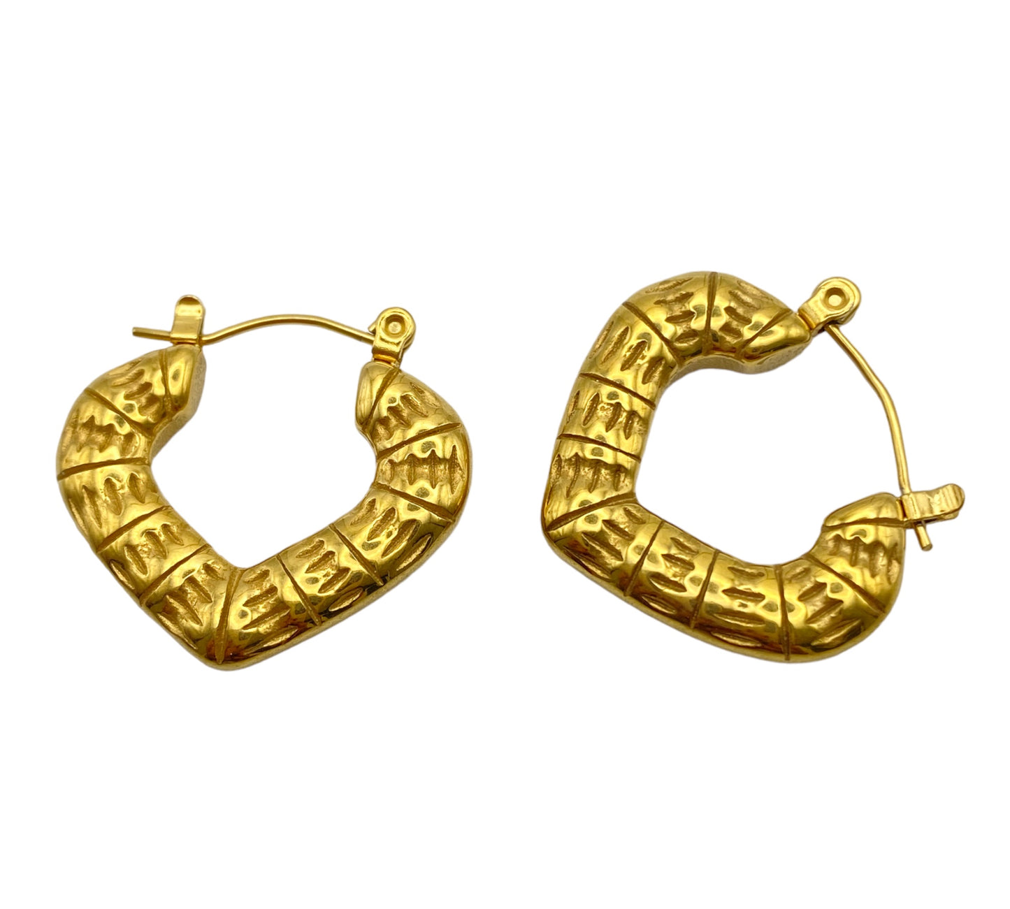 "SAHARA" gold plated heart inspired hoop earrings