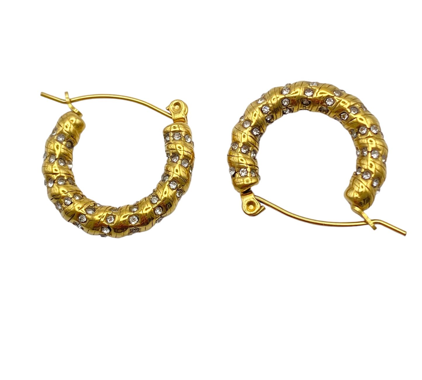 "NOVA" gold plated hoops with clear zirconia