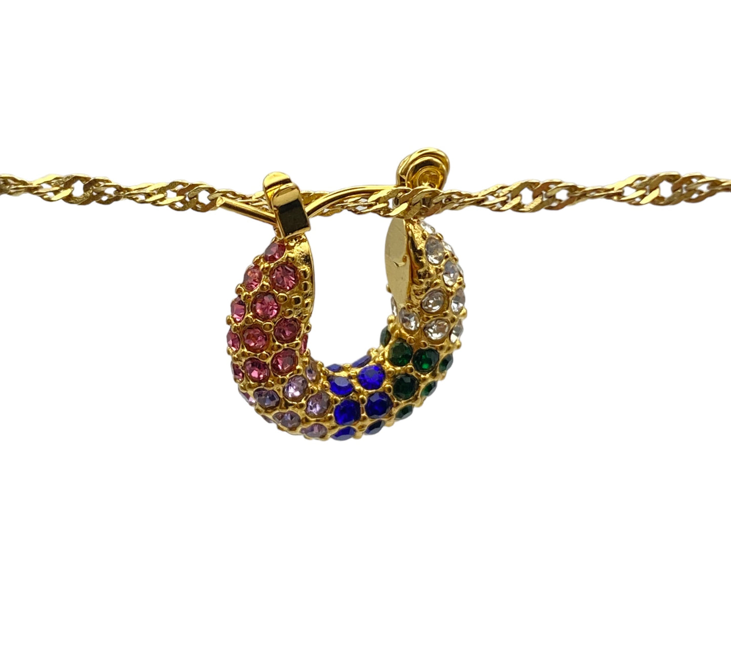 "SPRING" gold plated mini hoops with colourful zirconia