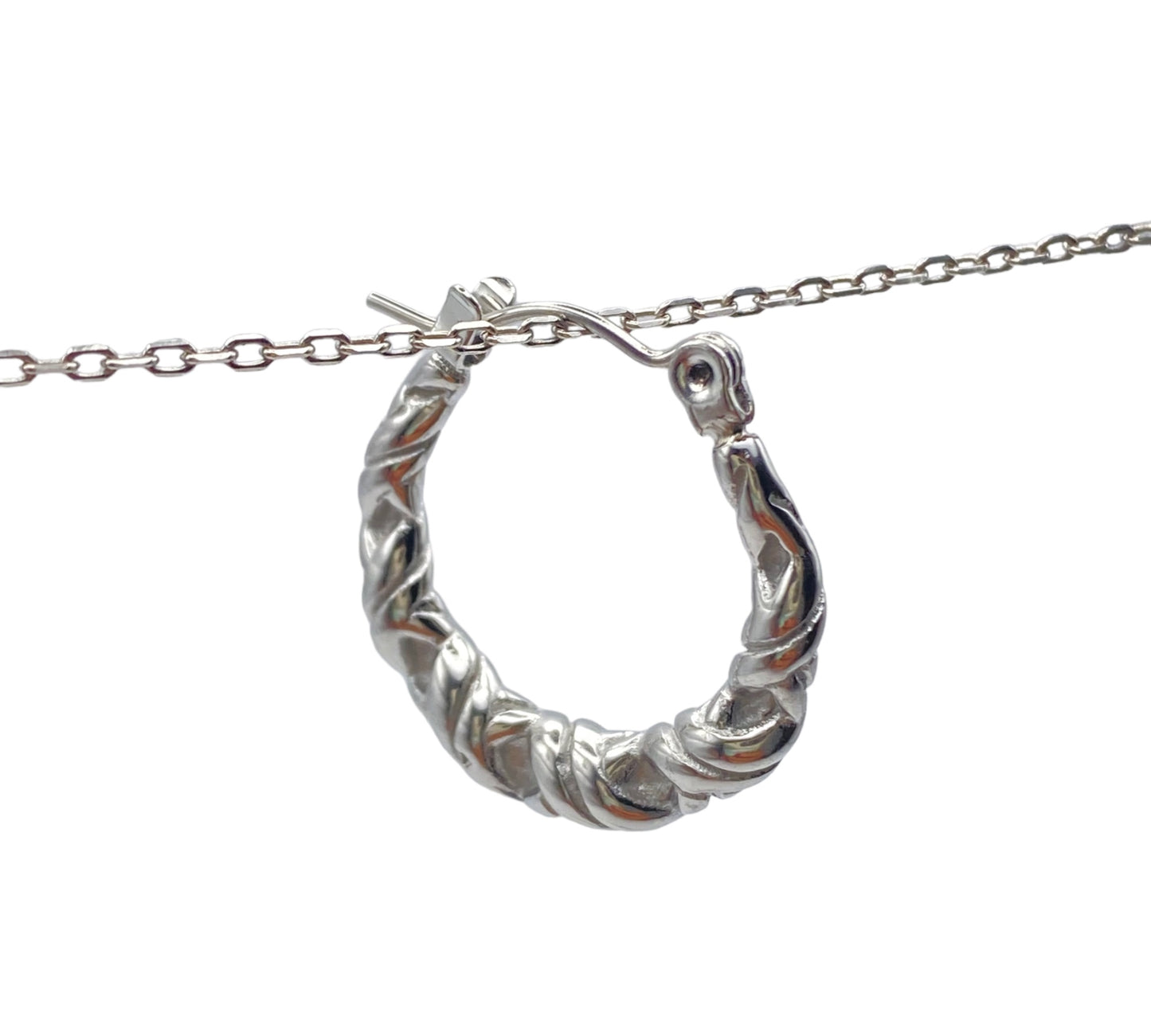 "FREYA" silver colored twisted rope inspired hoop earrings