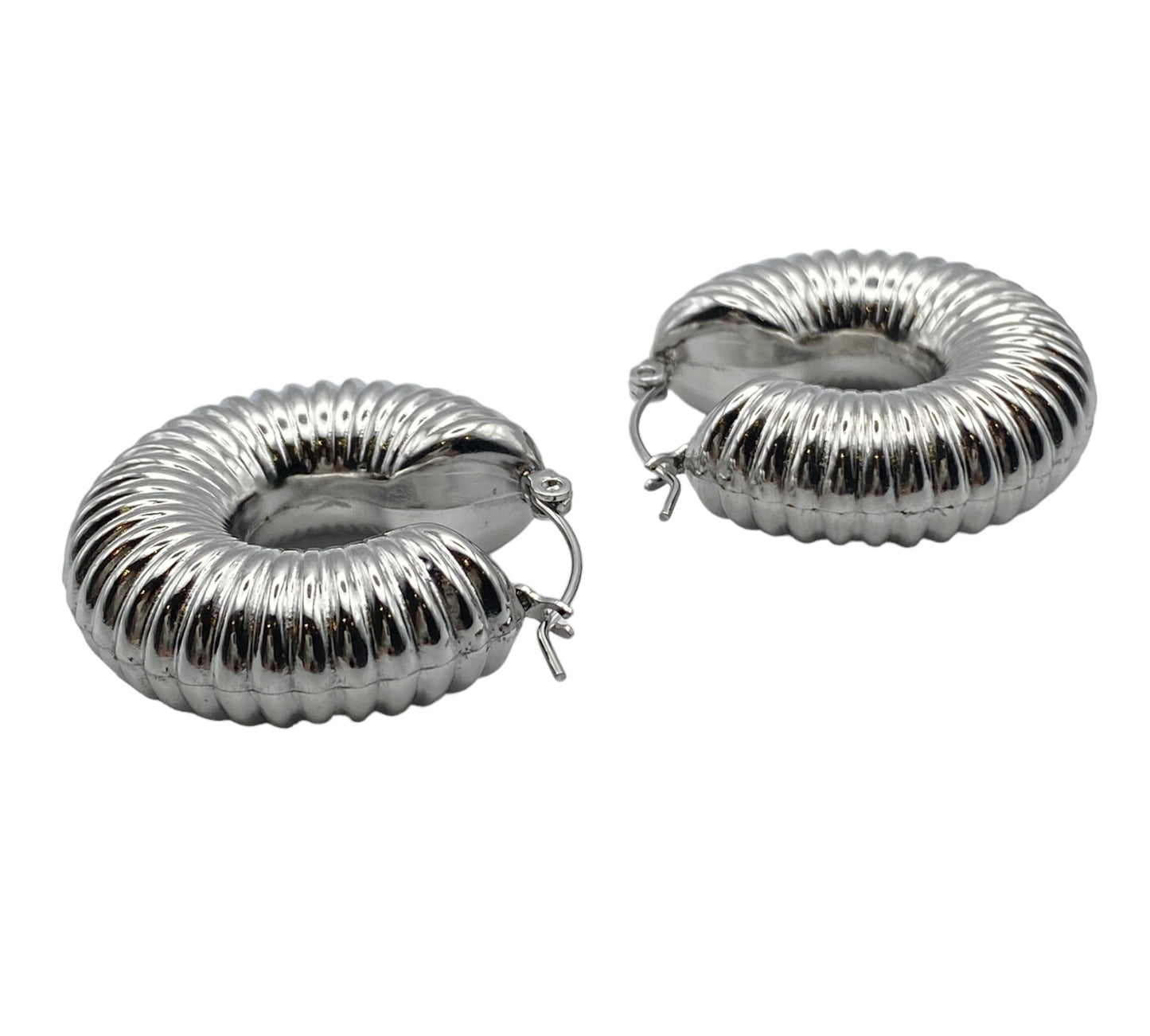 "ODIN" silver colored snail hollow hoop earrings