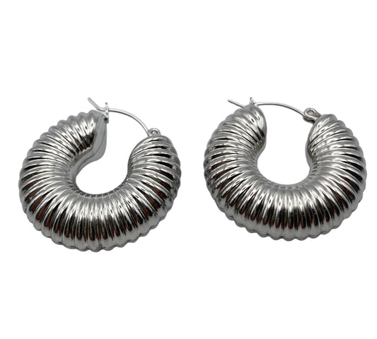 "ODIN" silver colored snail hollow hoop earrings