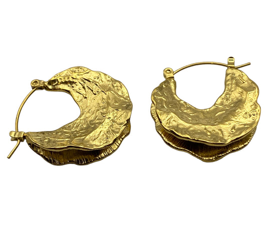 "NAIMA" gold plated hoop earrings with double layer effect