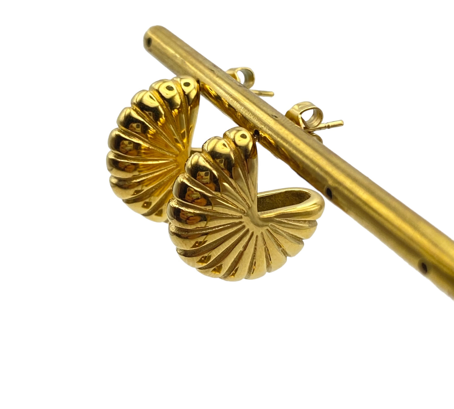 "NUWA" gold plated 3 quarters hoop earrings