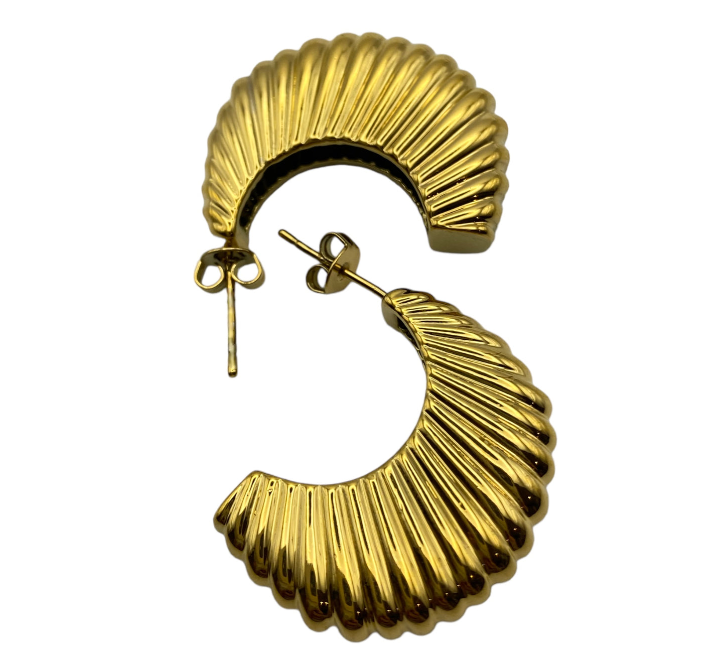 "MAZU" gold plated vintage inspired half hoop earrings