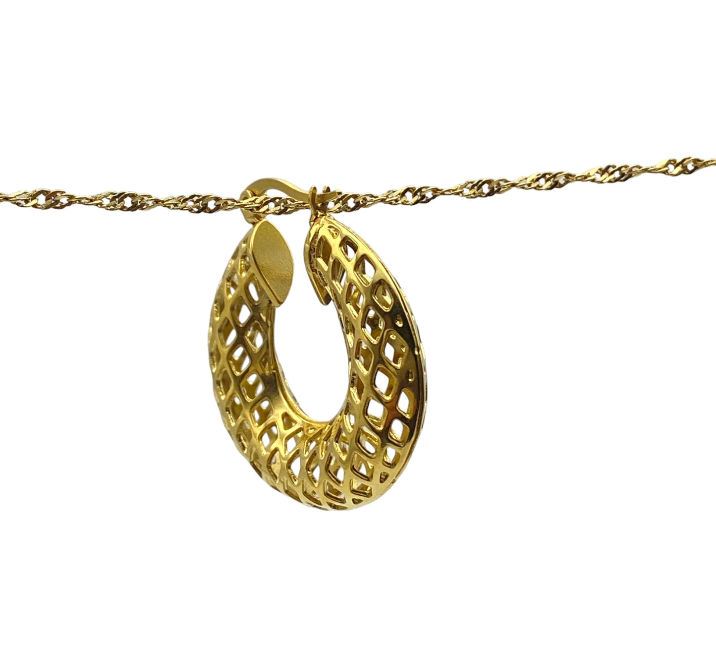 "GRID" gold plated vintage hoop earrings