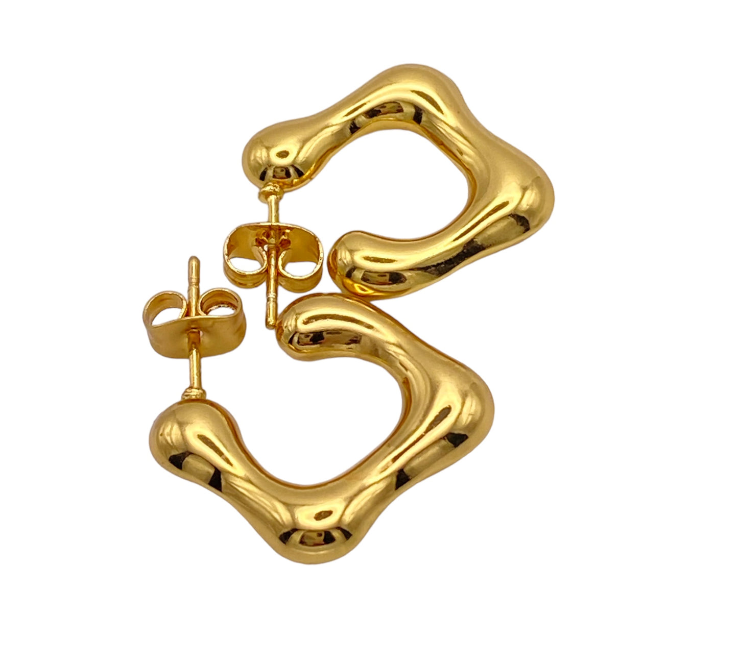"BORA" gold plated square half hoop earrings