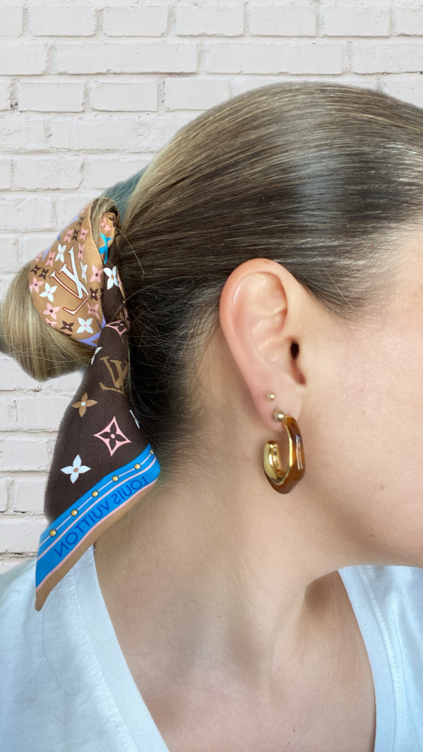 "BURCU" Gold Plated Open Hoop Earrings with Plant-Based Resin