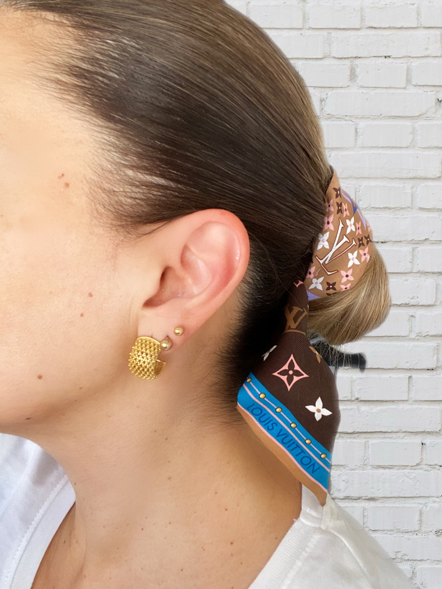 "SIDECAR" gold plated half hoop earrings